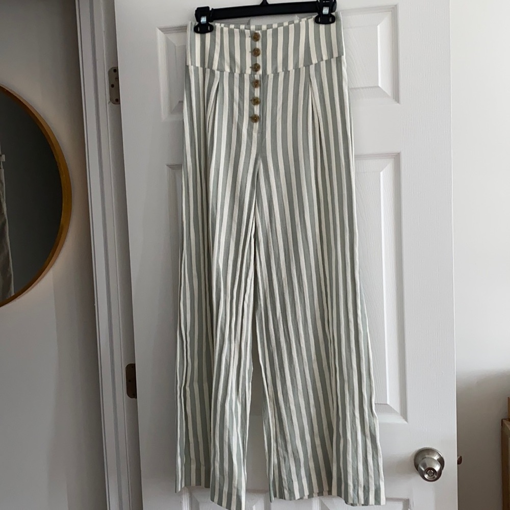 High Waist Wide Leg Button Pant